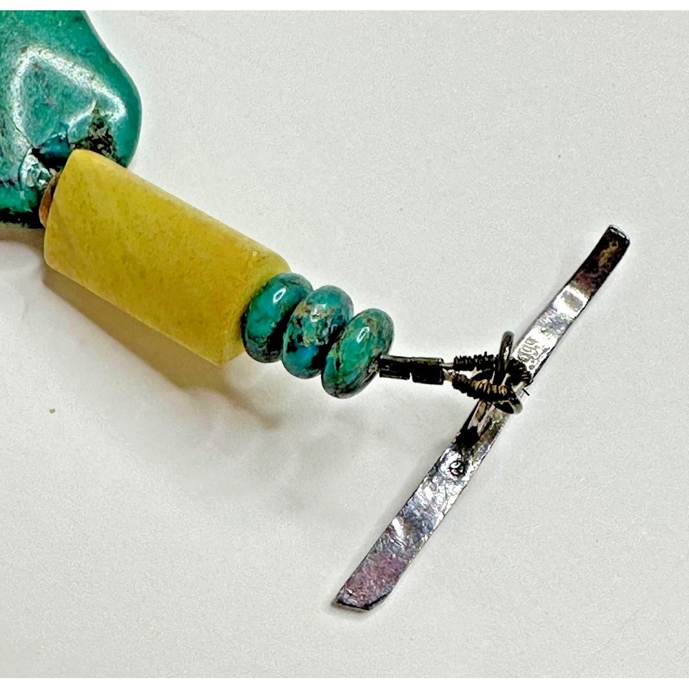 Necklace Turquoise Butterscotch Quartz Sterling Silver 999 Toggle Statement - Picture 16 of 16